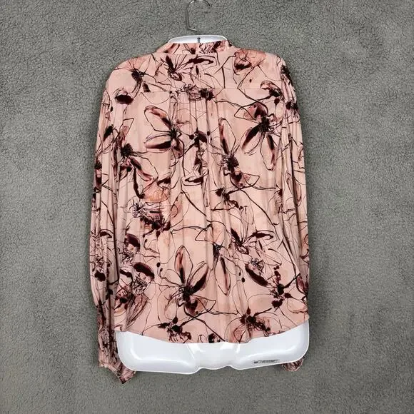 by Anthropologie Henley Blouse Multicolor Flowy Top sz Medium office career boho - Picture 3 of 10